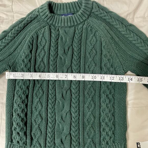 GAP Sweater Classic Cable Knit Size XXS Women Green 100% Cotton Holidays Preppy - Picture 4 of 8